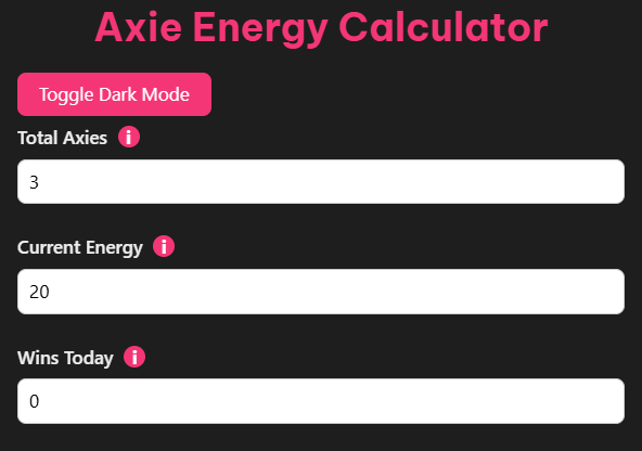 Axie Energy Calculator