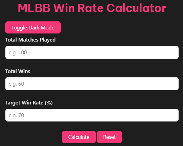 MLBB Win Rate Calculator